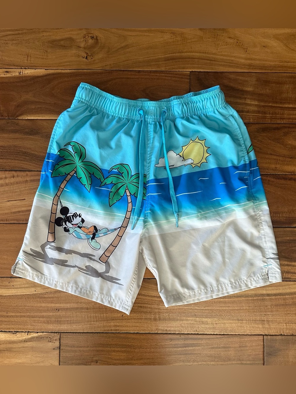 Disney Mickey Mouse Tropical Beach Swim Trunks Board Shorts Size M